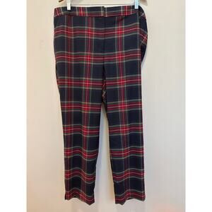 TALBOTS Hampshire Ankle Pants Blue,Red Merry Tartan Plaid Size 18W Christmas
